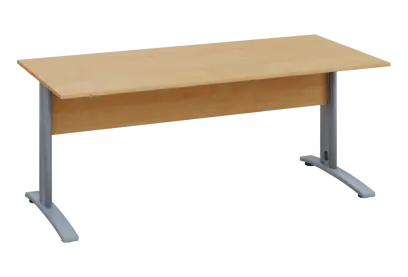 EPK 28 - 18 stůl kancelářský, kovová podnož stříbrná, deska 25 mm, široký 1800 mm, javor horský